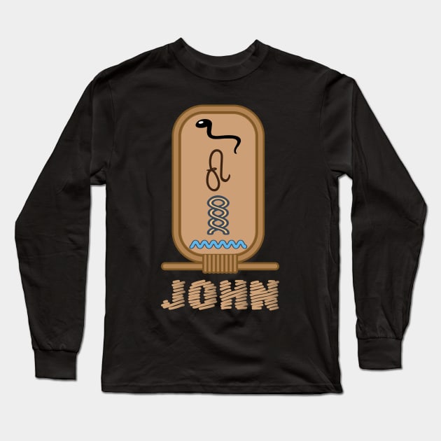 JOHN-American names in hieroglyphic letters-JOHN, name in a Pharaonic Khartouch-Hieroglyphic pharaonic names Long Sleeve T-Shirt by egygraphics